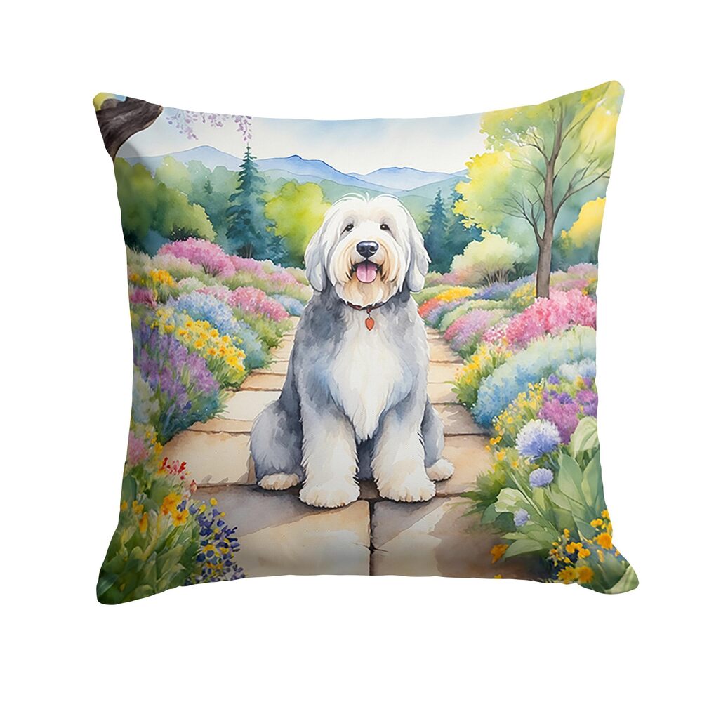 1143 Spring Path Throw Pillow, 18Hx18W, Old English Sheepdog 6682